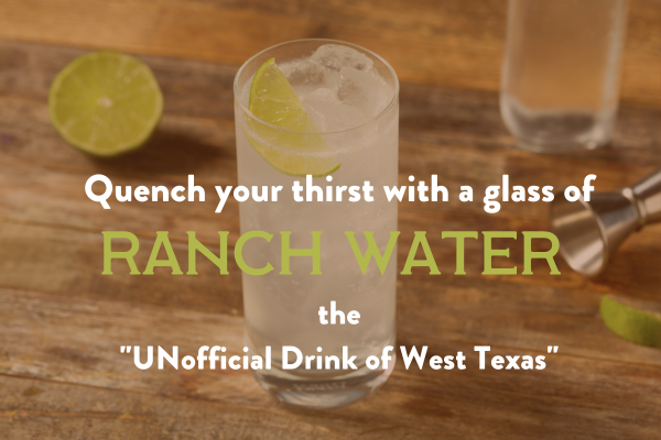 tall glass of Ranch Water with lime garnish on table